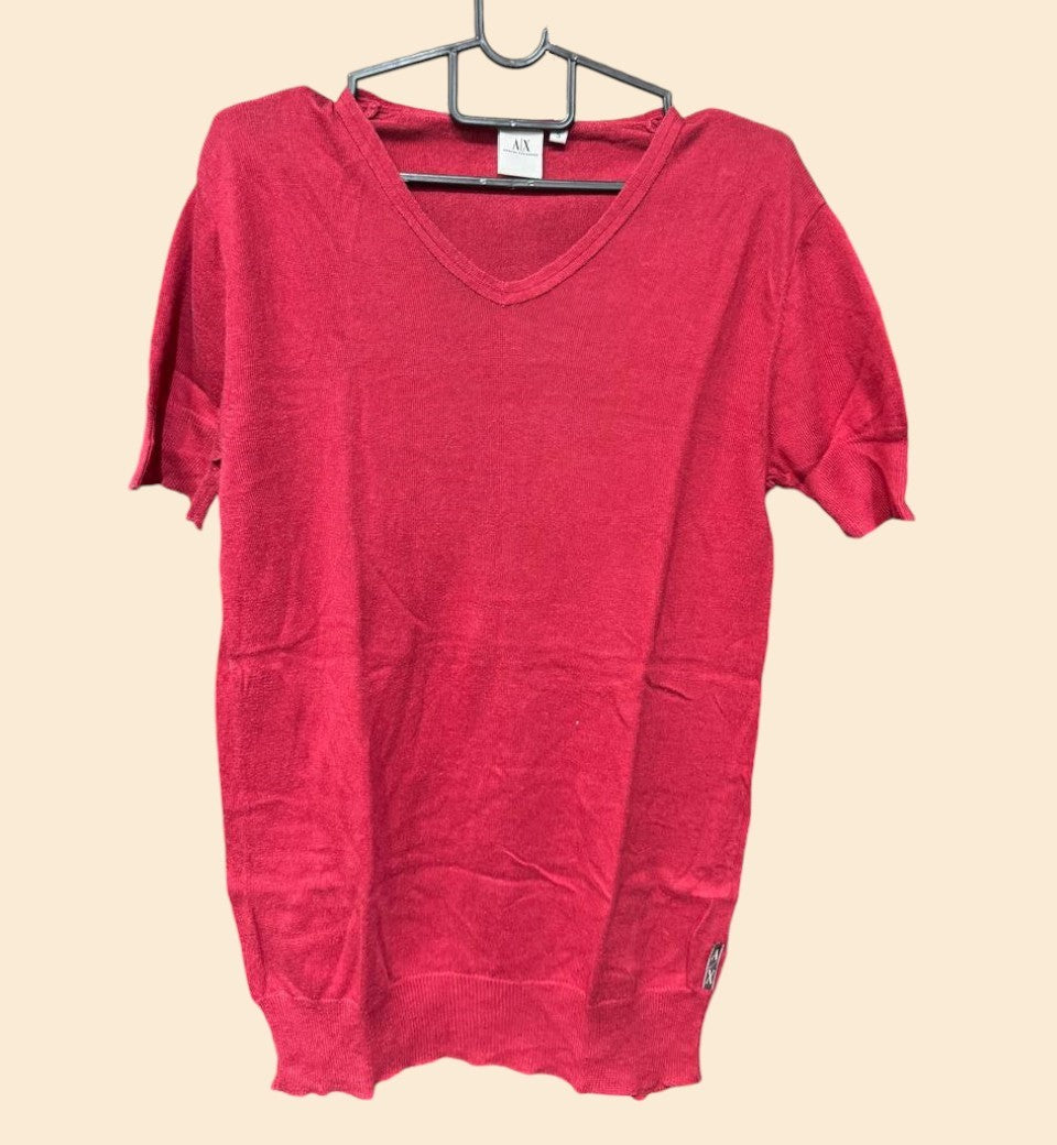 ARMANI EXCHANGE PLAIN TEE IN RED