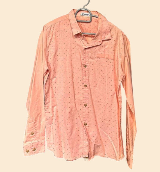 MEN'S BUTTON UP LONG SLEEVE PINK SHIRT